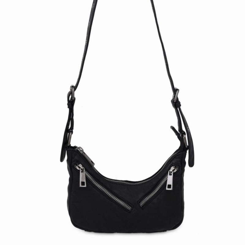 Women\'s Núnoo Palma Washed Shoulder Bags Black | JSW1085VA