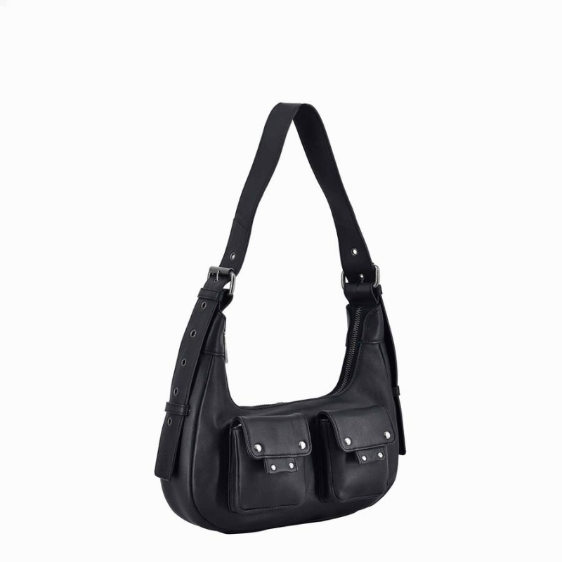 Women's Núnoo Sally Small Cozy Shoulder Bags Black | EBQ263YW