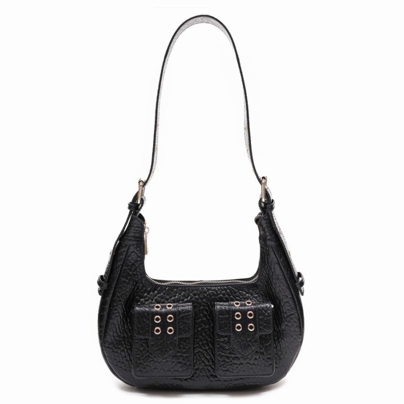 Women\'s Núnoo Sally Small Eyelet New Zealand Shoulder Bags Black | SXL4150EJ