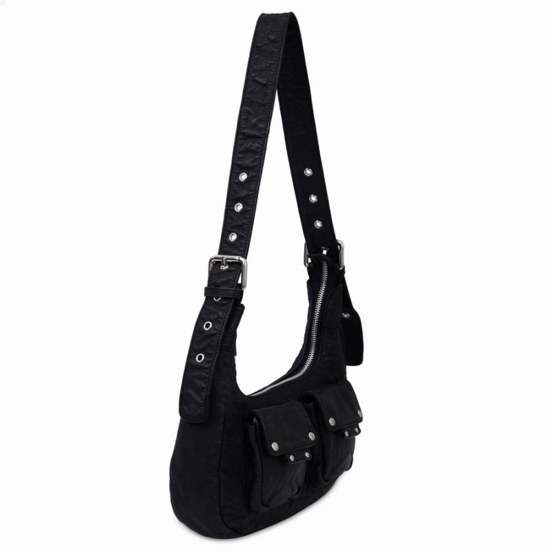 Women's Núnoo Sally Small Washed Shoulder Bags Black | UQT7944GK