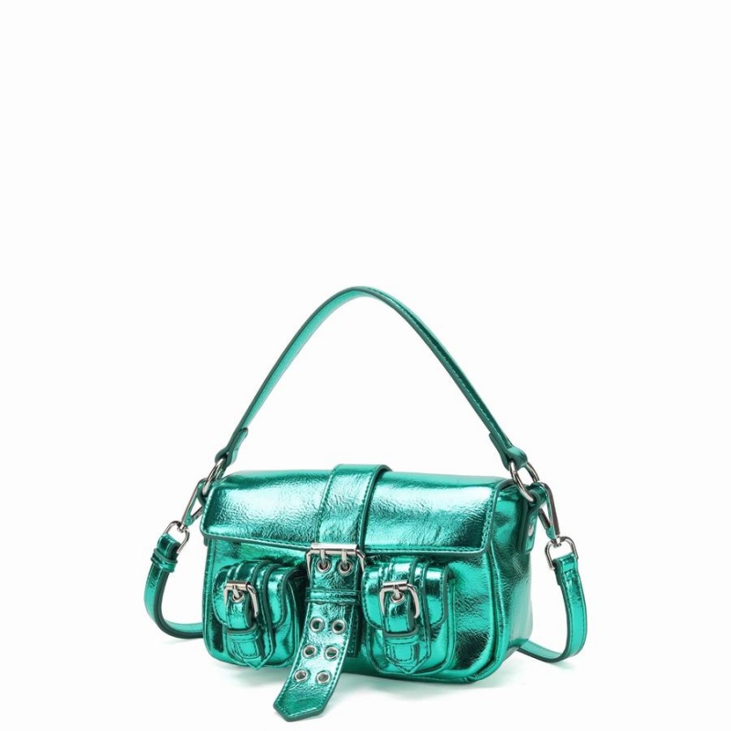 Women's Núnoo Small Honey Buckle Recycled Cool Shoulder Bags Green | INE7689NZ