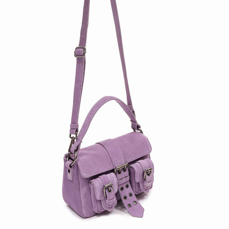 Women's Núnoo Small Honey Buckle Suede Shoulder Bags Purple | YYD4292HF